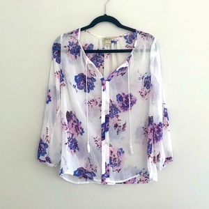 Lucky Brand Flower Chiffon Blouse | Small |